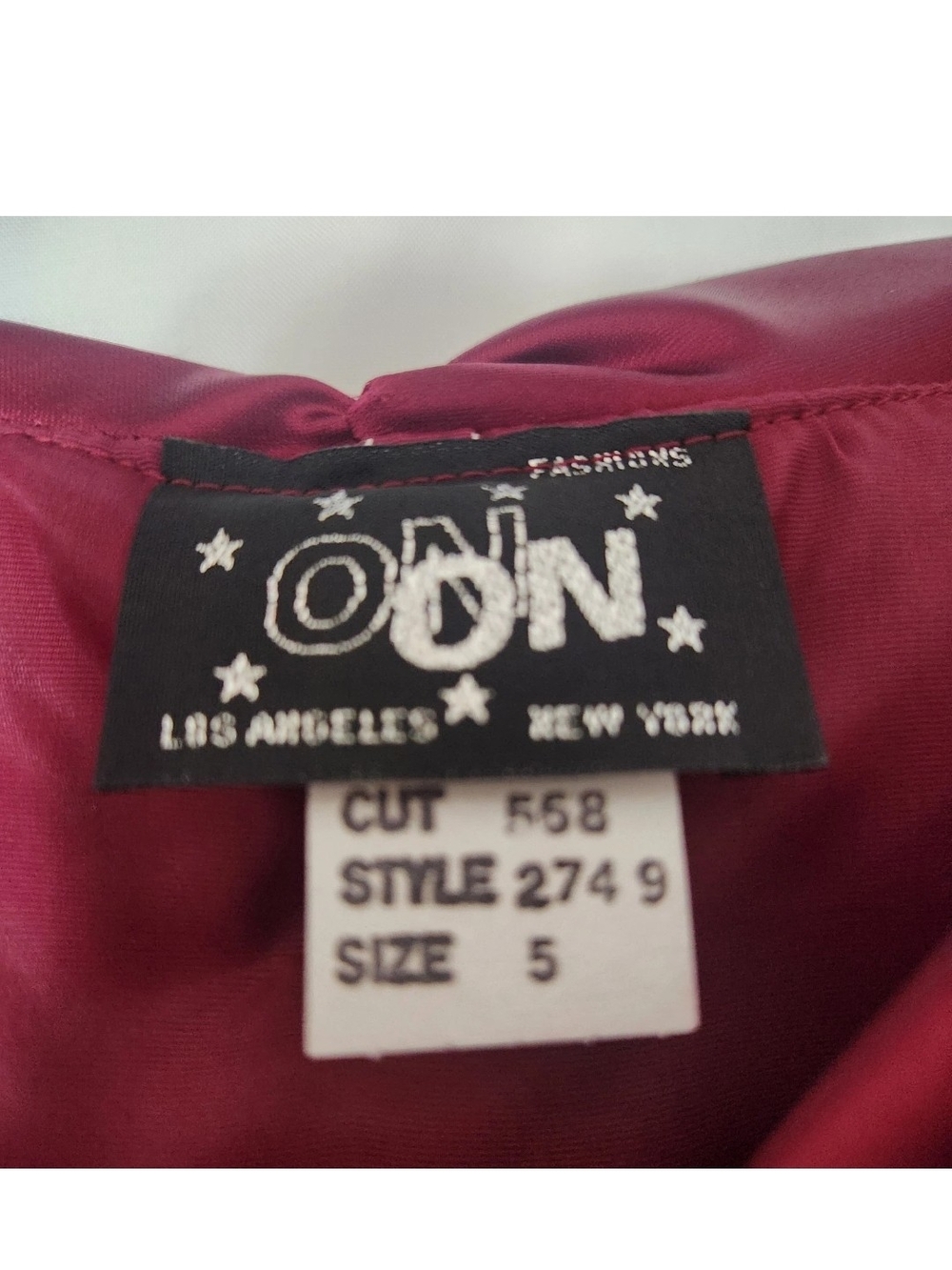 Vintage 80s 90s On On Fashions (OON) Burgundy Velvet & Satin Peplum Dress Size 5 - Picture 12 of 16